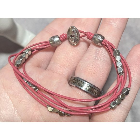 Fossil Pink And Silver Beaded Bracelet - Picture 2 of 5